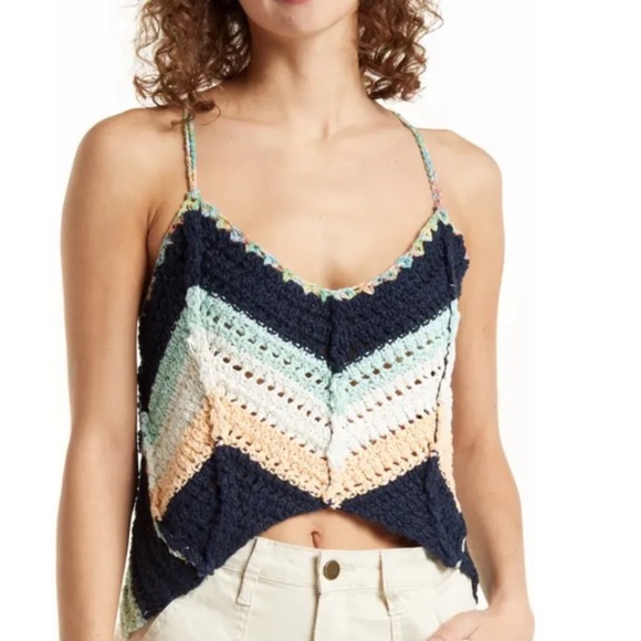 Free People Tops - FREE PEOPLE NWT $148 Summer Breeze Crochet  halter Top size M
